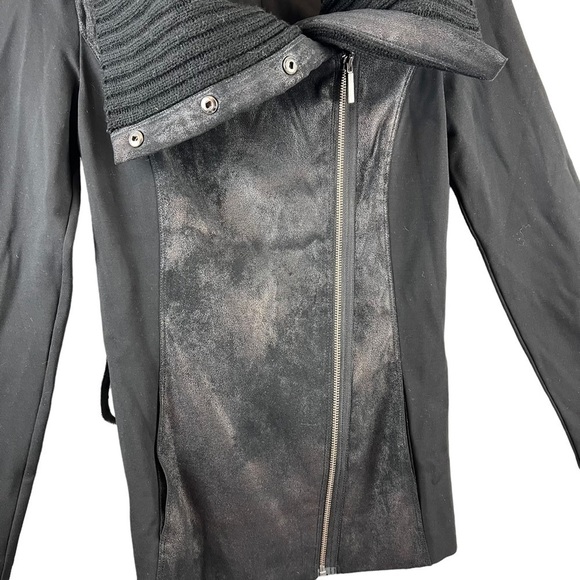 ARMANI EXCHANGE A/X Moto Jacket Black Vegan Leather Wool Small Grunge Goth - Picture 4 of 8